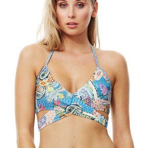 Brand New Piha Paisley Park Wrap Bikini Top - Size 12